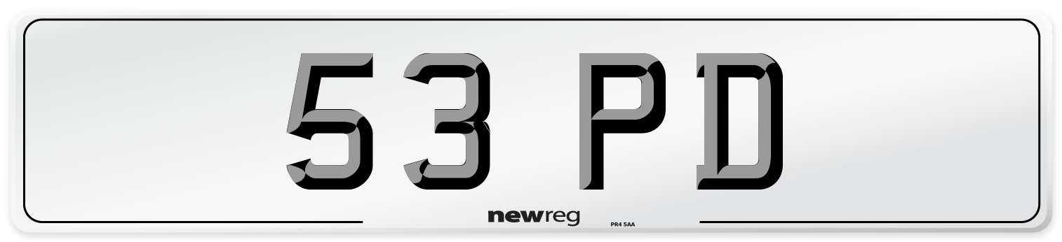 53 PD Number Plate from New Reg
